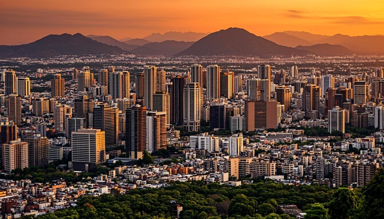 Pune city skyline at dusk